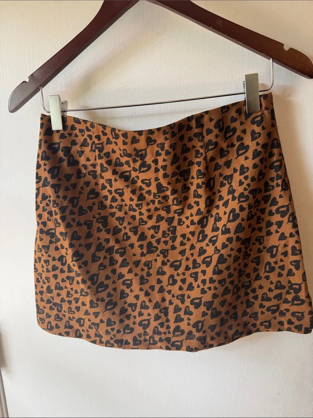 Old Navy Brown and Black Leopard Heart Print Mini Skirt